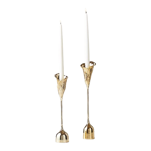 BRASS TAPER CANDLE HOLDER SET OF 2